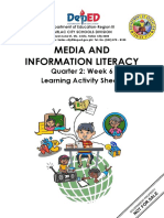 Media and Information Literacy: Quarter 2: Week 6 Learning Activity Sheets