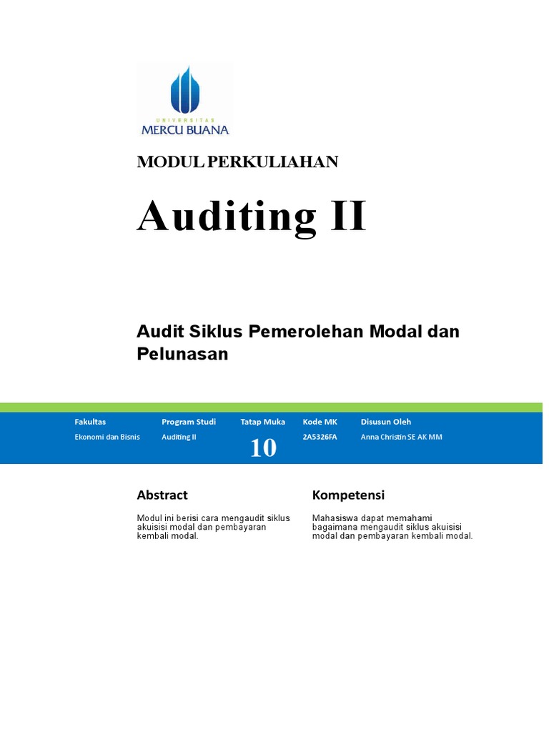 Audit Siklus Akuisisi Modal dan Pelunasan | PDF | Pengelolaan Keuangan ...