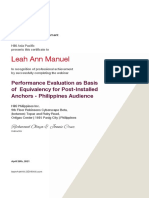 Leah Ann Manuel: Performance Evaluation As Basis of Equivalency For Post-Installed Anchors - Philippines Audience