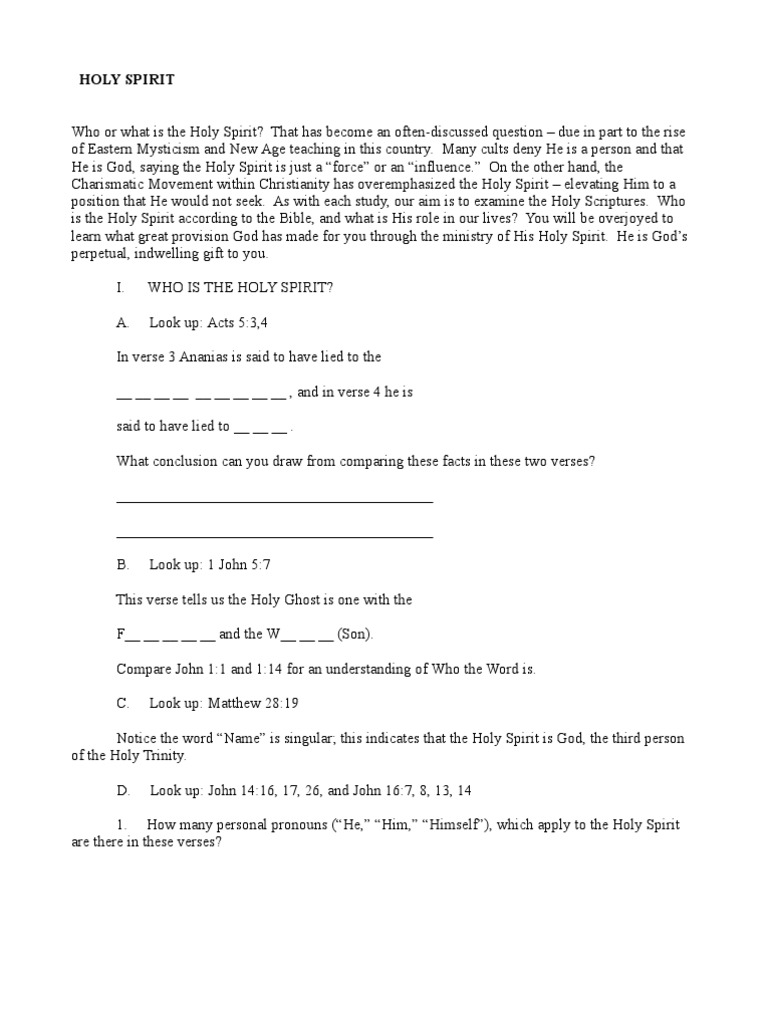 Understanding the Holy Spirit's Role | PDF | Spiritual Gift | Glossolalia