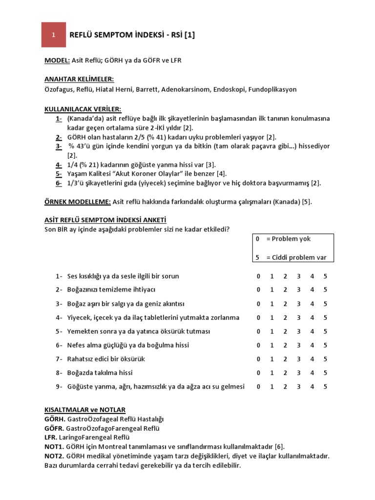 Reflü Semptom İndeksi | PDF