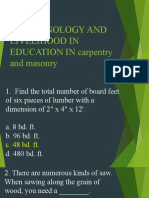 Technology and Livelihood in EDUCATION IN Carpentry and Masonry