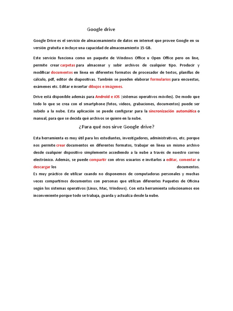 Ventajas y usos de Google Drive | PDF | Computación en la nube | Edad ...