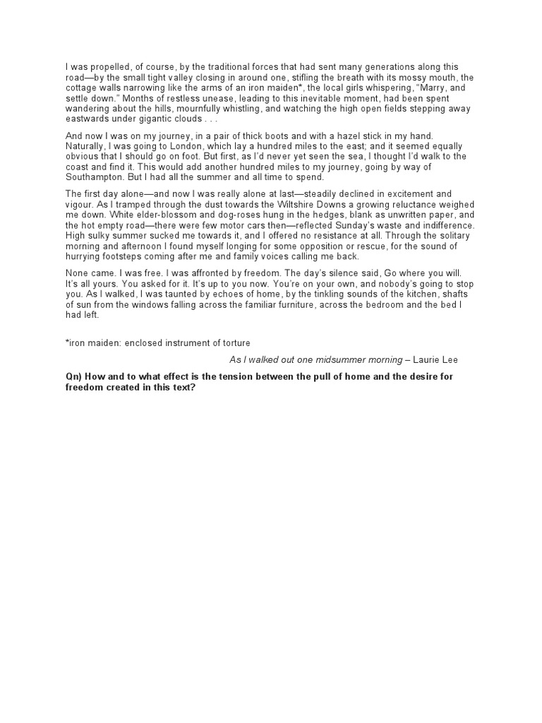 QN) How and To What Effect Is The Tension Between The Pull of Home and ...