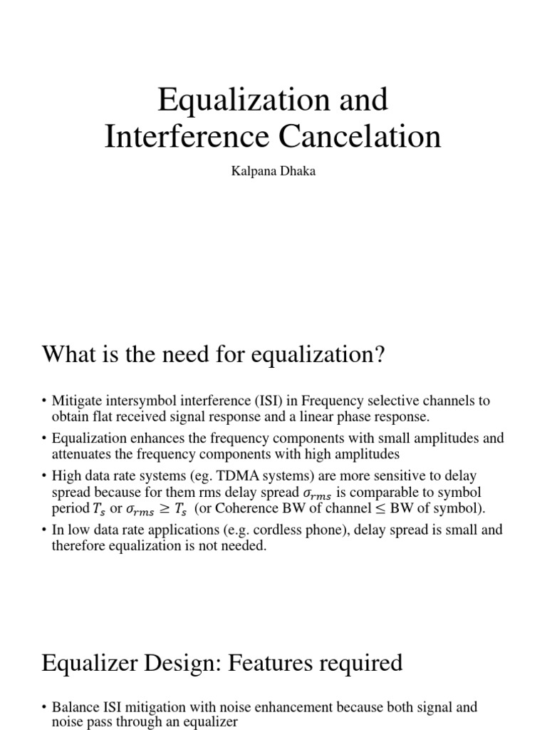 Equalization and Interference Cancelation PDF Equalization (Audio