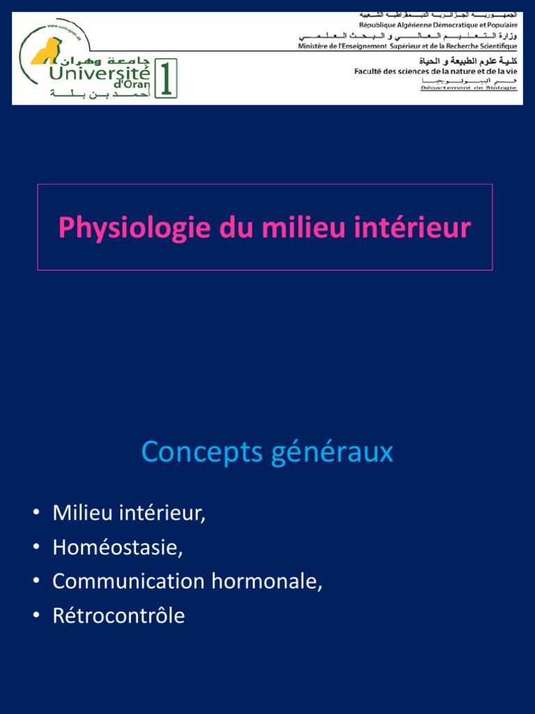Cours Milieu Intérieur 2020 | PDF | Lymphe | Sang