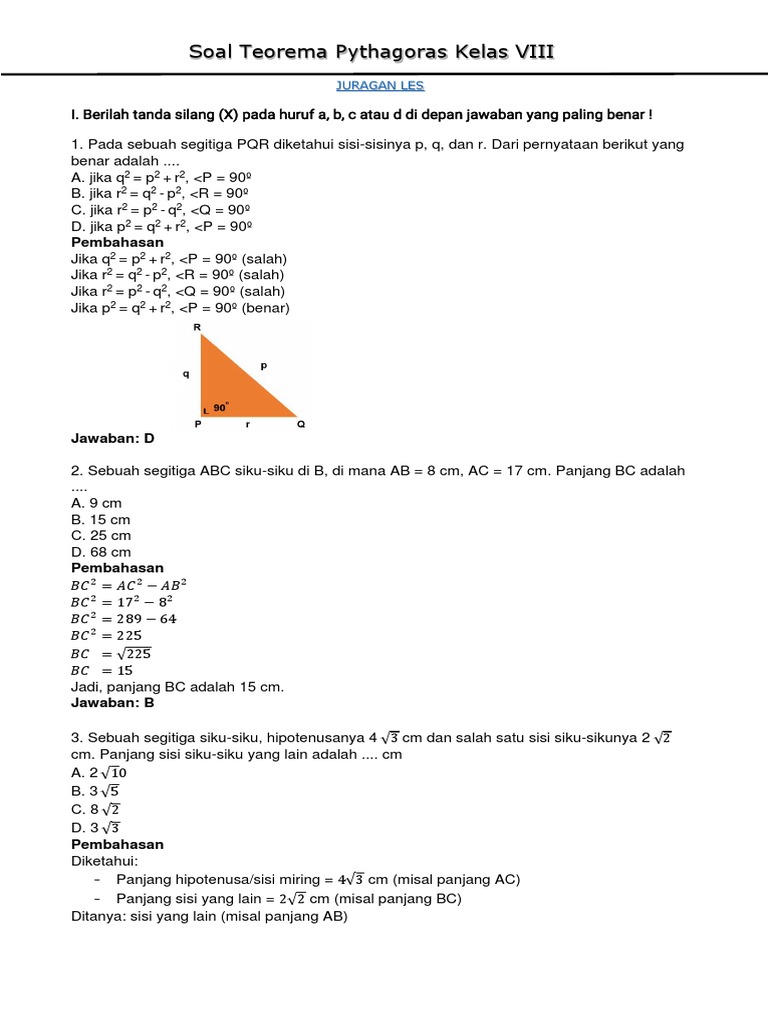 Di bawah ini yang bukan triple pythagoras adalah