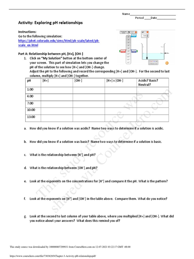 This Study Resource Was Activity Exploring Ph Relationships Pdf