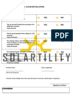 Yes No: Checklist For Residential Solar Installation