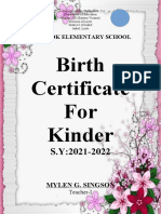 Birth Certificate For Kinder: Tabunok Elementary School