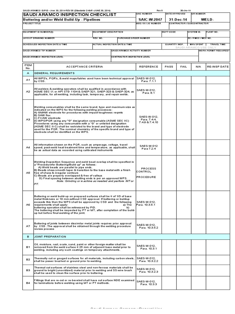 SAIC-W-2047 Rev 8 | PDF | Construction | Welding