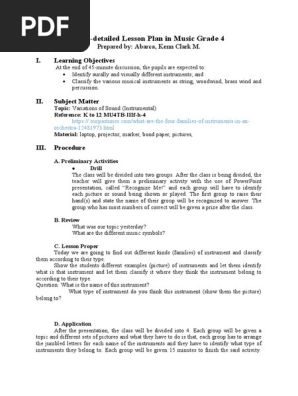 Semi Detailed Lesson Plan In Music