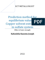 Prediction Method For Equilibrium Values in Copper Solvent Extraction in Sulfate System - Effect of Ionic Strength