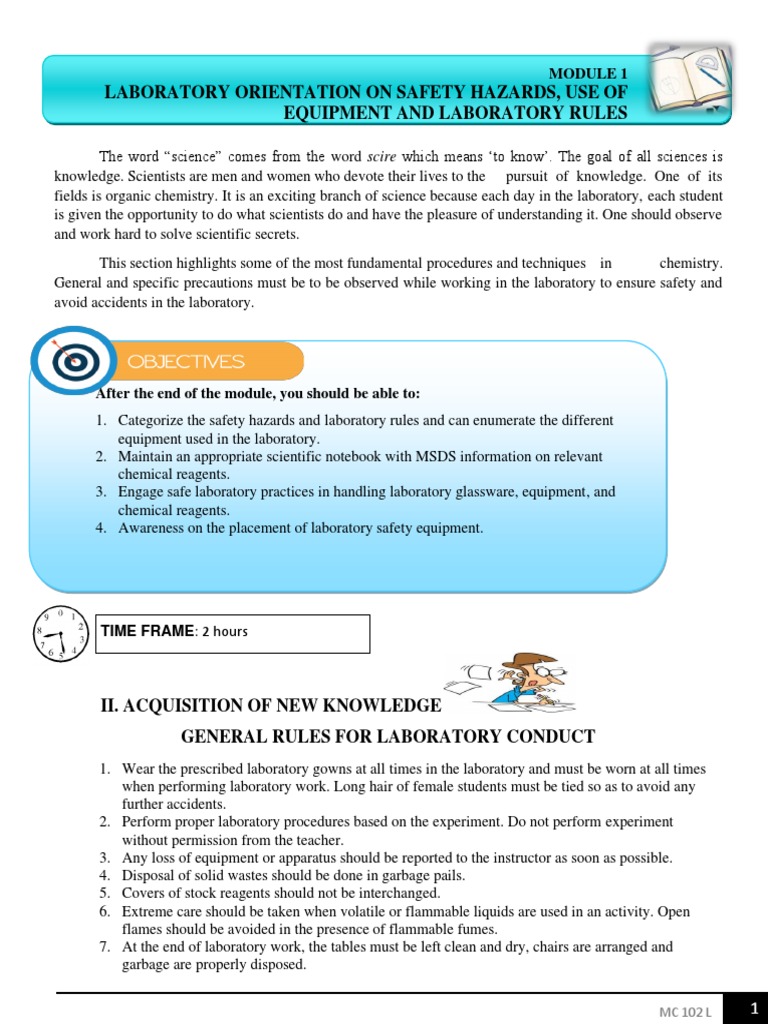 1 Laboratory Orientation Module No 1 | PDF | Filtration | Laboratories