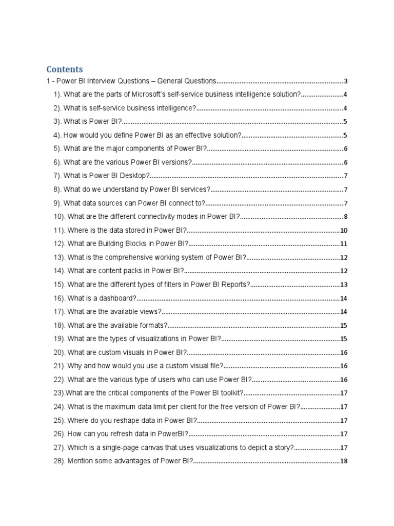 Power BI Interview Questions Guide | PDF | Databases | Microsoft Excel