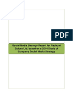 Social Media Strategy Report For Radhuni Spices Ltd. Based On A 2014 Study of Company Social Media Strategy