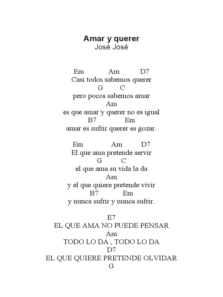 Amar y Querer José José para Guitarra PDF