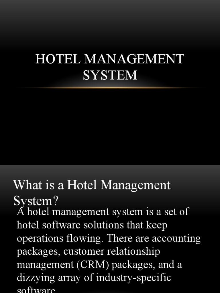 Overview of Hotel Management Systems | PDF