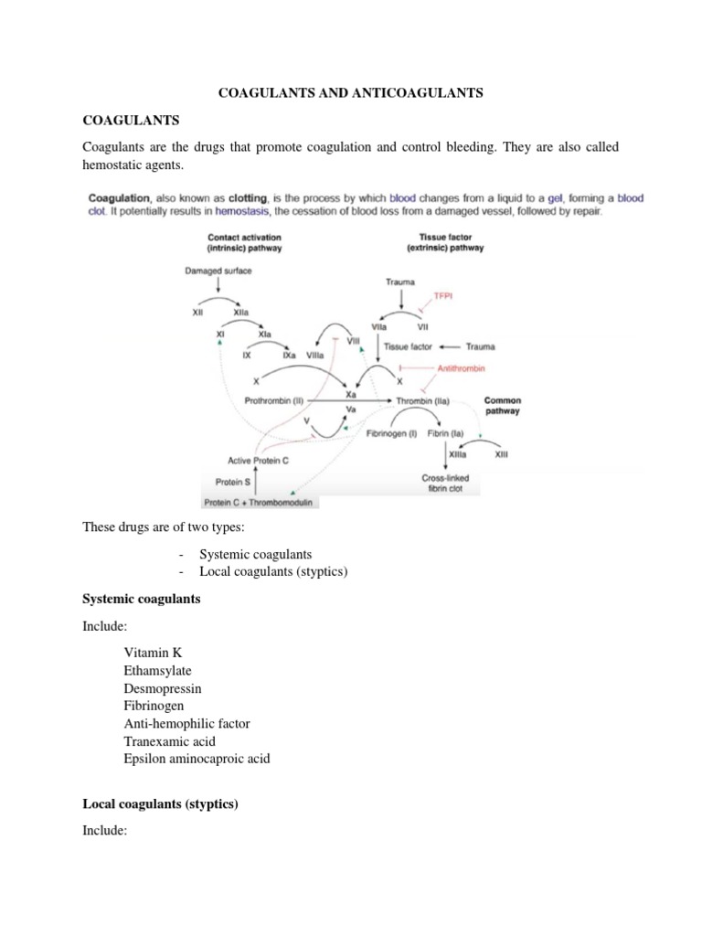 Coagulants vs. Anticoagulants Guide | PDF | Wellness | Science ...