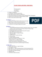 Check List For Slab Steel Checking.: I) Form Work