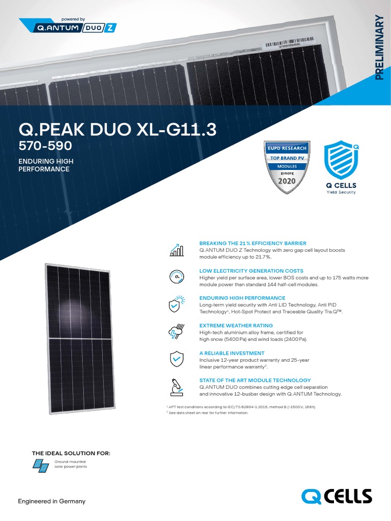 Q CELLS Data Sheet Q.PEAK DUO XL-.3 570-590 2020-11 Rev01 EN PRELIM .