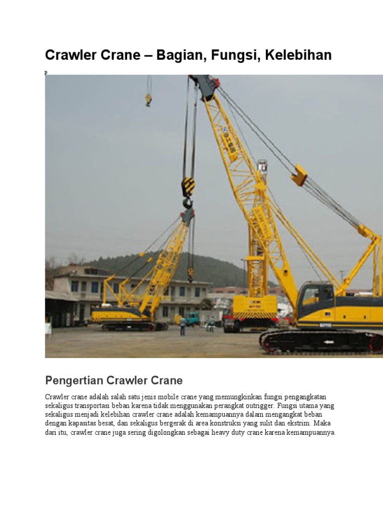 Crawler Crane: Bagian dan Fungsi Utama | PDF