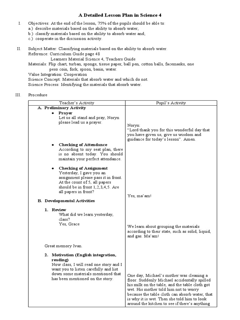 Revise. Absorb Water IMS | PDF | Lesson Plan