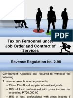 Tax On Personnel Under Job Order and Contract of Services