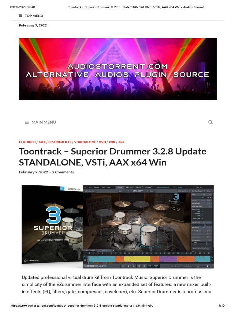 Toontrack - Superior Drummer 3.2.8 Update STANDALONE, VSTi, AAX.