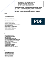 Levantamento de Participação Ensino Médio - 08 de Outubro de 2020