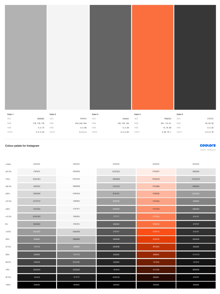 Colour Palate For Instagram | PDF | Light | Color
