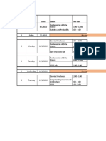 S. No Day Date Subject Time Slot