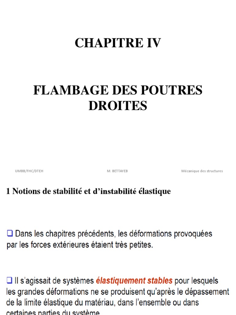 Flambage des poutres droites | PDF | Flambage | Élasticité (Physique)