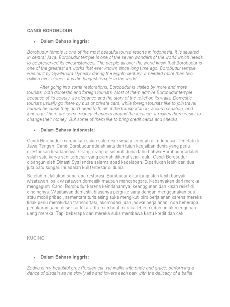 Candi Borobudur Dalam Bahasa Inggris | PDF