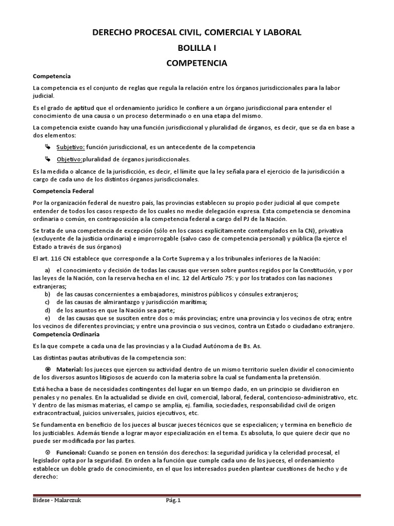 Competencia en Derecho Procesal Civil | PDF | Competencia (ley) | Ley ...