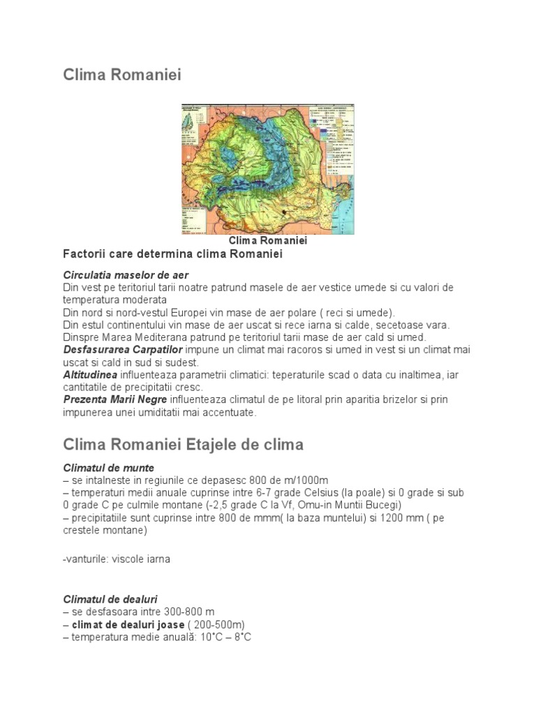 Clima Romaniei XII | PDF