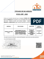 Certificado de No Adeudo N°333 - 20409481125 - Conseg Ave Fenix S.R.L. - 2020