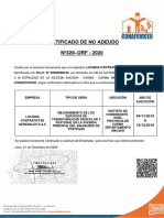 Certificado de No Adeudo N°329 - 20602098126 - Luciana Contratistas Generales S.A.C - 2020