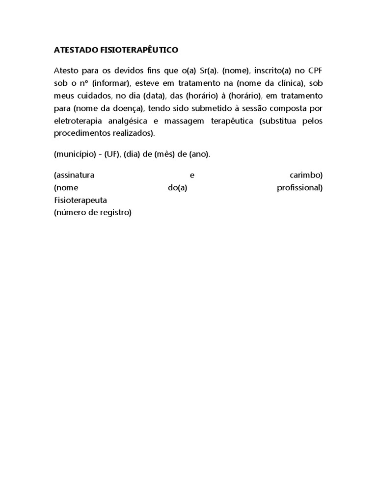 Atestado Fisioterapêutico | PDF