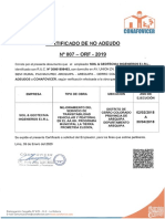 Certificado de N o Adeudo Nº007 - 20601898463 - Soil & Geotecnia Ingenieros Eirl - 2020