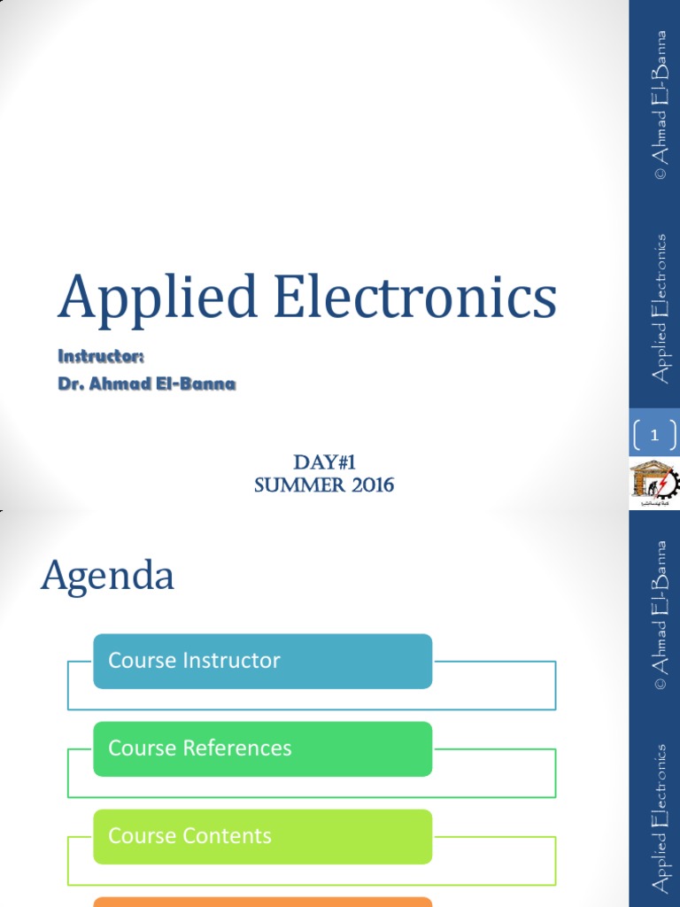 Lec 01 Applied Elec | PDF | P–N Junction | Diode