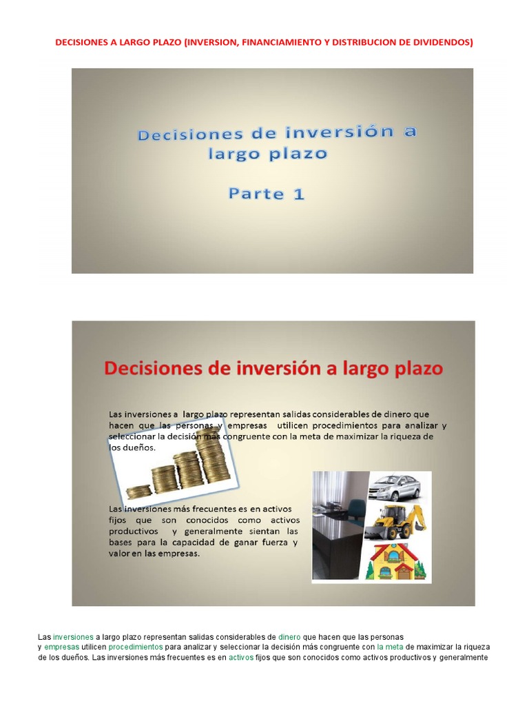 Decisiones de Inversión a Largo Plazo | PDF | Tasa interna de retorno ...