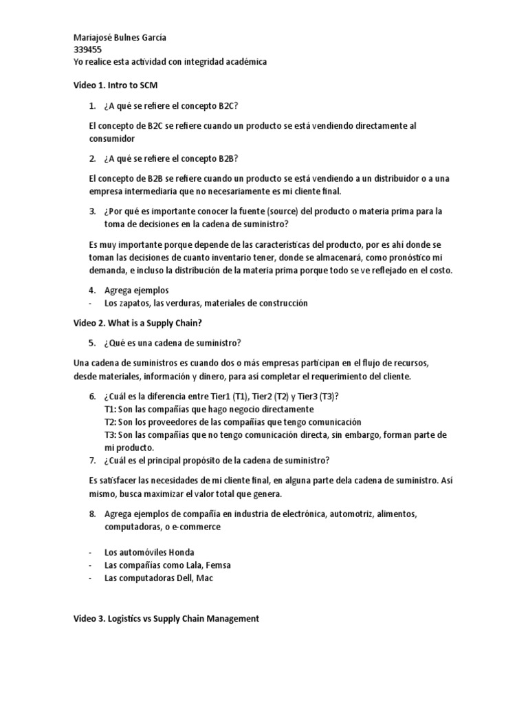 Actividad 1 | PDF | Gestión de la cadena de suministro | Economias