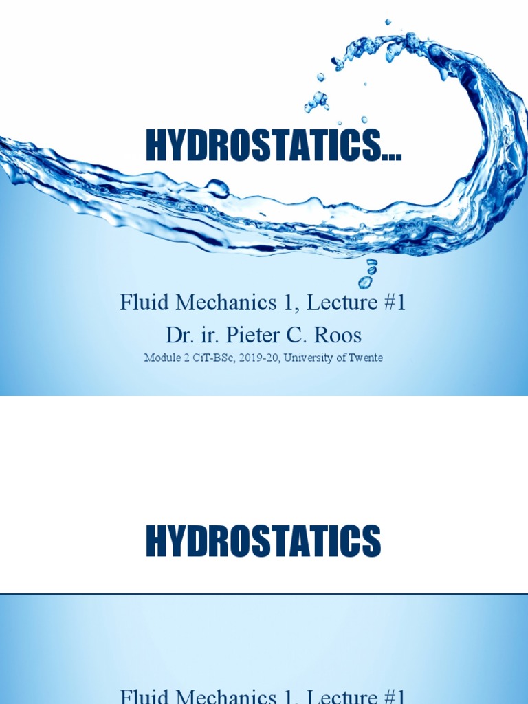 Hydrostatics in Fluid Mechanics 1 | PDF | Buoyancy | Pressure