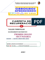 Carpeta de Recuperación 1ro Taller Curricular Razonamiento Matemático 2021