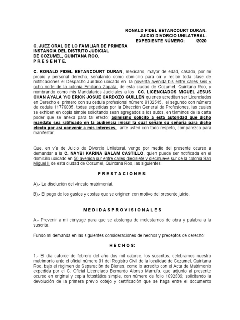 Divorcio Unilateral Pdf Divorcio Propiedad