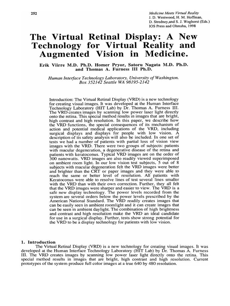 The Virtual Retinal Display A New Technology For Virtual Reality and