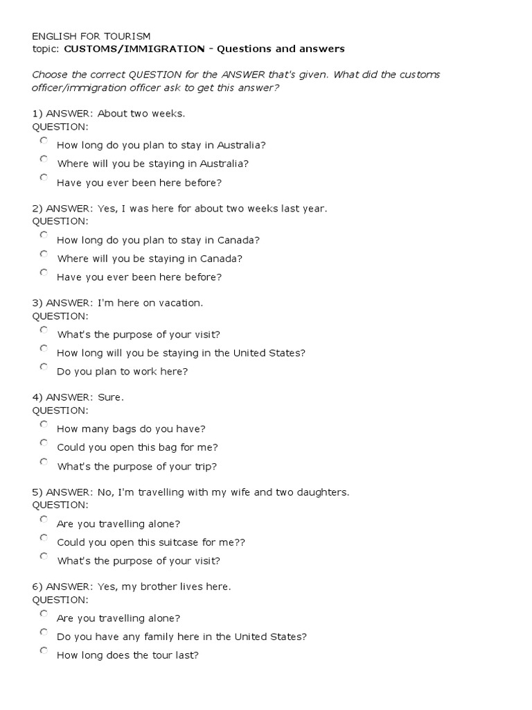 Immigration Officer Q&A Guide | PDF