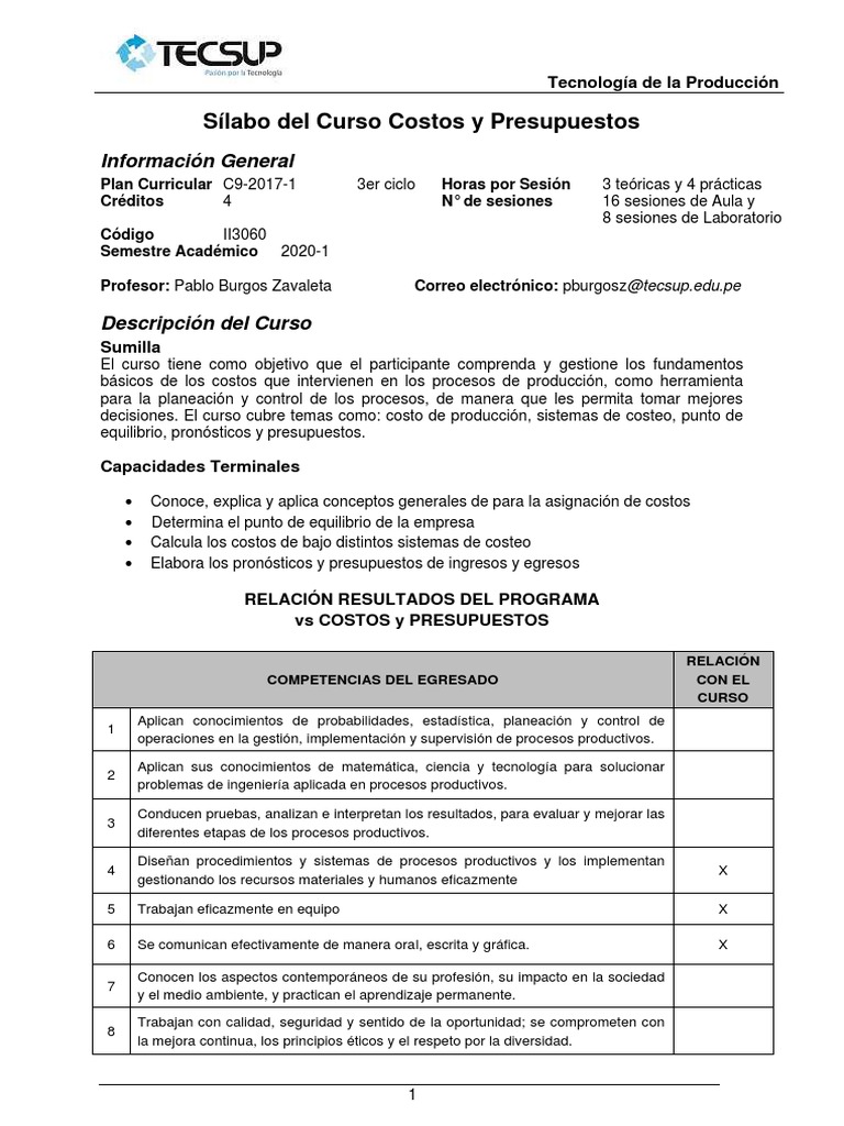 Costos y Presupuestos en Producción | PDF | Presupuesto | Costo