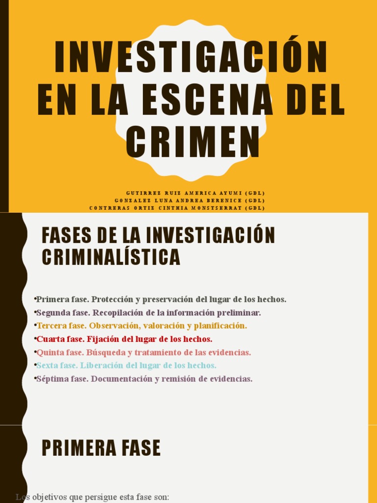 Fases de Investigación en la Escena del Crimen | PDF | Policía ...